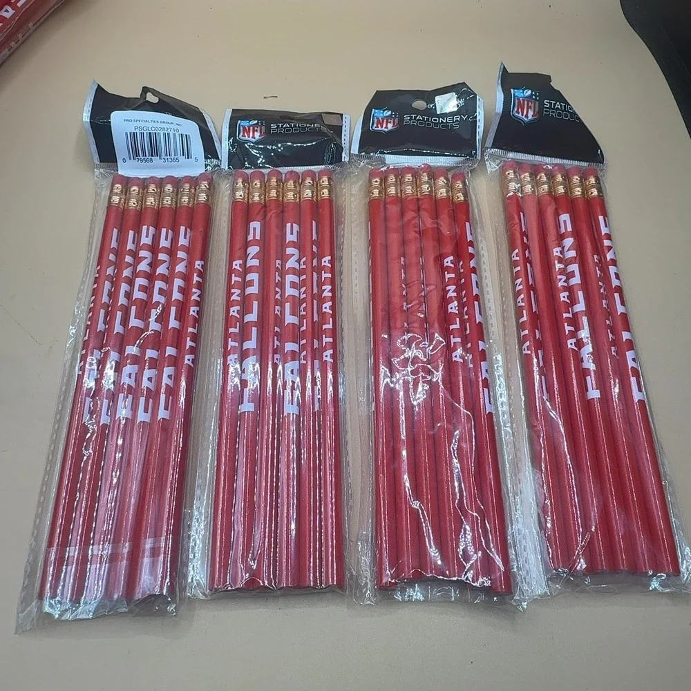 NFL Stationery Products Atlanta Falcons Pencils Red 4-Pack Lot 6 Count Each